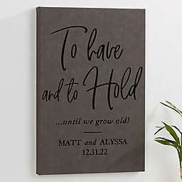 To Have & To Hold Personalized Leatherette Wall Décor in Charcoal