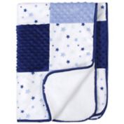 Just Born&reg; Stars Patchwork Plush Blanket in Blue