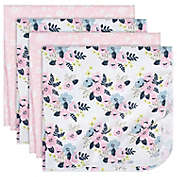 Just Born&reg; 4-Pack Floral Flannel Blankets in Pink