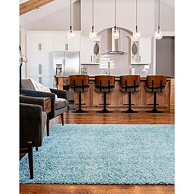 Unique Loom Davos 9&#39; x 12&#39; Shag Area Rug in Aqua. View a larger version of this product image.
