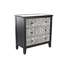 Ridge Road Decor Ornate 3-Drawer Cabinet in Black/White