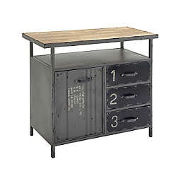 Ridge Road Decor Industrial 3-Drawer Cabinet in Grey
