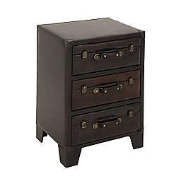 Ridge Road Decor Traditional 3-Drawer Cabinet in Dark Brown/Gold
