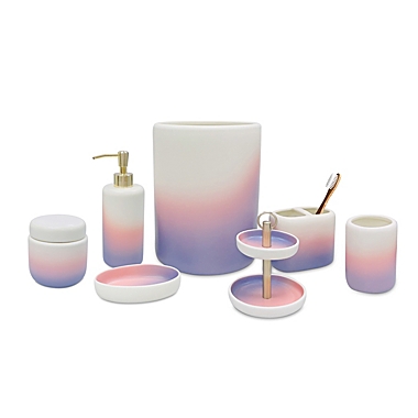 Wild Sage&trade; Carissa Colorwash Ceramic Bath Tumbler in Peach. View a larger version of this product image.