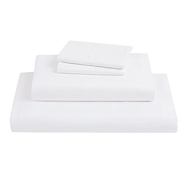 Simply Essential&trade; Truly Soft&trade; Microfiber Queen Solid Sheet Set in White. View a larger version of this product image.