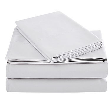 Simply Essential&trade; Truly Soft&trade; Microfiber Queen Solid Sheet Set in Grey. View a larger version of this product image.