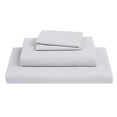Simply Essential&trade; Truly Soft&trade; Microfiber Queen Solid Sheet Set in Grey. View a larger version of this product image.