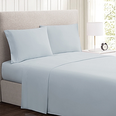 Simply Essential&trade; Truly Soft&trade; Microfiber Full Solid Sheet Set in Blue. View a larger version of this product image.