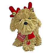8-Inch Animated Christmas Puppy in Brown/Red