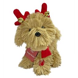 8-Inch Animated Christmas Puppy in Brown/Red