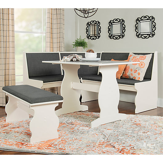 Alternate image 1 for Linon Home Loren 3-Piece Dining Nook in White/Charcoal
