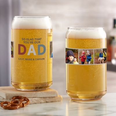 So Glad You&#39;re Our Dad Photo Beer Can Glass