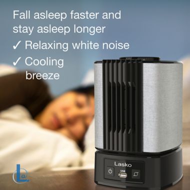 Lasko&reg; SlumberBreeze&trade; 2-in-1 Personal Fan with White Noise in Black. View a larger version of this product image.