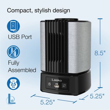 Lasko&reg; SlumberBreeze&trade; 2-in-1 Personal Fan with White Noise in Black. View a larger version of this product image.