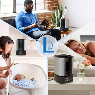 Lasko&reg; SlumberBreeze&trade; 2-in-1 Personal Fan with White Noise in Black. View a larger version of this product image.