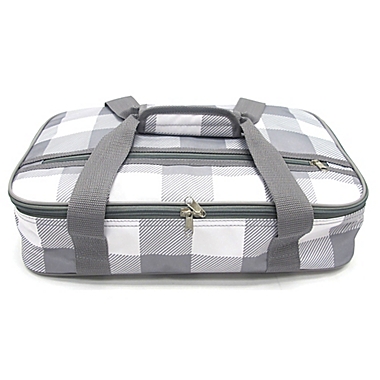 Our Table&trade; Casserole Tote in Grey Plaid. View a larger version of this product image.