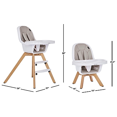 Evolur Zoodle 3-in-1 High Chair  and  Booster Feeding Chair in Light Grey. View a larger version of this product image.