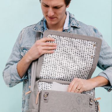 Petunia Pickle Bottom&reg; Love Mickey Boxy Backpack Diaper Bag in Grey. View a larger version of this product image.