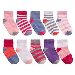 Stride Rite® 10-Pack Striped Ankle Socks in Pink