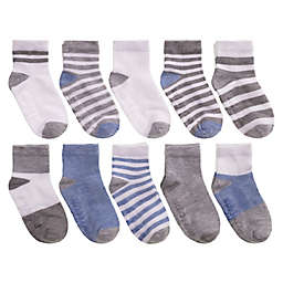 Stride Rite® 10-Pack Striped Ankle Socks in Grey