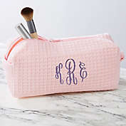Embroidered Waffle Weave Makeup Bag