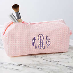 Embroidered Waffle Weave Makeup Bag
