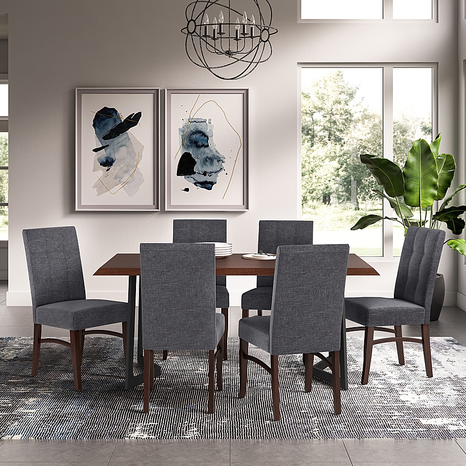 Simpli Home Acadian 7 Piece Dining Set Tanners Brown
