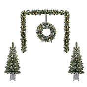 6-Piece Faux Pine Holiday Christmas Decor Set in Green