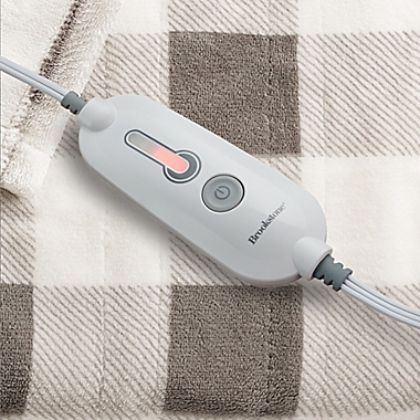Brookstone&reg; n-a-p&reg; Heated Plush Throw in Ivory Plaid. View a larger version of this product image.