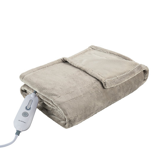 Alternate image 1 for Brookstone® n-a-p® Heated Plush Throw in Taupe