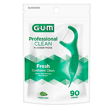 Sunstar GUM&reg; Professional Clean 90-Count Flossers with Extra Strong Floss in Mint. View a larger version of this product image.