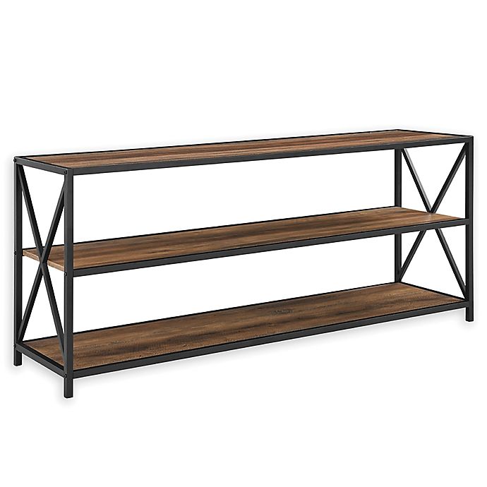 X Frame Metal And Wood Console Table, 60 Inch Console Table