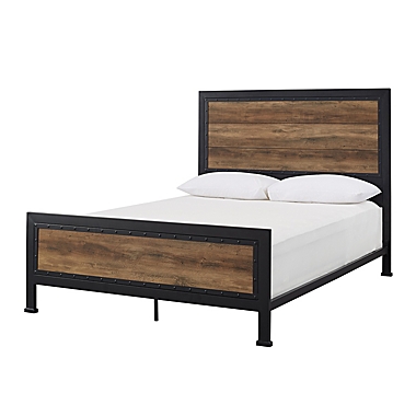 Forest Gate Holter Industrial Modern Queen Bed in Rustic Oak. View a larger version of this product image.