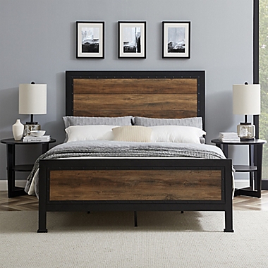 Forest Gate Holter Industrial Modern Queen Bed in Rustic Oak. View a larger version of this product image.