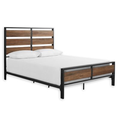 Forest Gate Holter Industrial Modern Queen Metal Wood Plank Bed