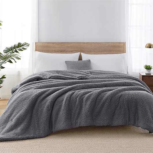 Alternate image 1 for Sherpa Reversible Full/Queen Comforter in Grey