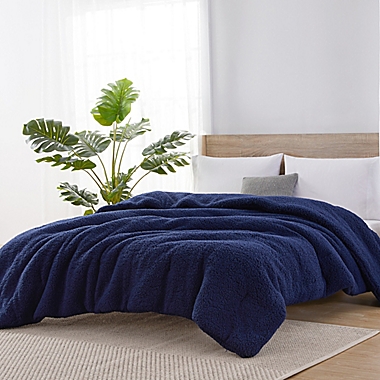 Sherpa King Reversible Comforter Set in Navy. View a larger version of this product image.