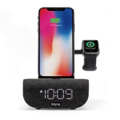 iHome&reg; TimeBase Pro+ Bluetooth Alarm Clock with Apple Watch Charging Arm