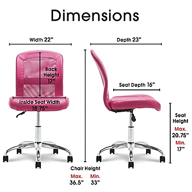 Serta&reg; Faux Leather Swivel Essentials Office Chair in Pink. View a larger version of this product image.