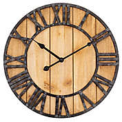 Westclox&reg; 15.75-Inch Round Wood Grain Wall Clock in Brown