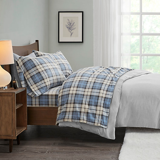 Alternate image 1 for True North by Sleep Philosophy Plaid Microfleece Twin Sheet Set in Blue