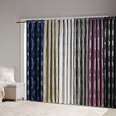 SunSmart Bentley Ogee 84-Inch Knitted Jacquard Blackout Curtain Panel in Charcoal (Single). View a larger version of this product image.