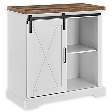 Forest Gate&trade; Wheatland Modern Farmhouse Sliding Door Accent Cabinet in White/Brown. View a larger version of this product image.