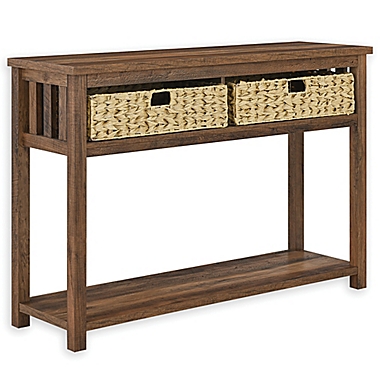 Forest Gate&trade; Wicker Basket Entryway Table in Barnwood. View a larger version of this product image.