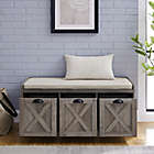 Alternate image 1 for Forest Gate&trade; 3-Drawer Farmhouse Bench with Cushion in Grey Wash