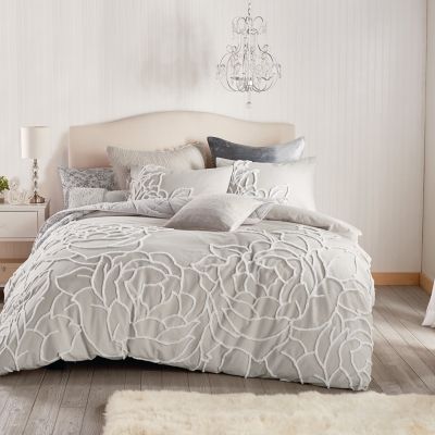 Peri Home Chenille Rose Full/Queen Comforter Set in Grey