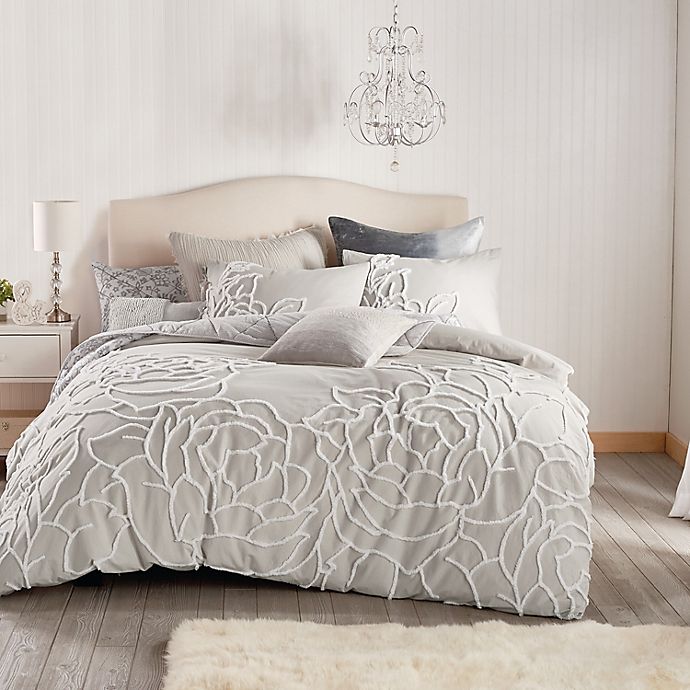 Peri Home 3pc Full/Queen Chenille Rose Comforter Set Gray