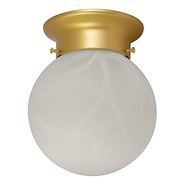 Design House&reg; Millbridge Flush-Mount Ceiling Light in Satin Gold with White Glass Shade. View a larger version of this product image.