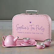 Personalized 15-Piece Pink Polka Dot Tea Set