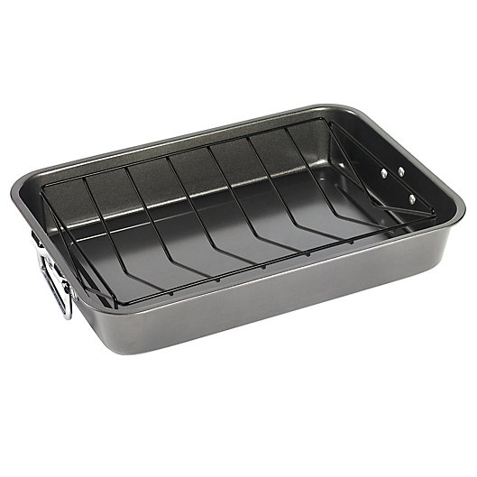 Alternate image 1 for Simply Essential™ Nonstick 18.5-Inch Carbon Steel Roaster with Rack
